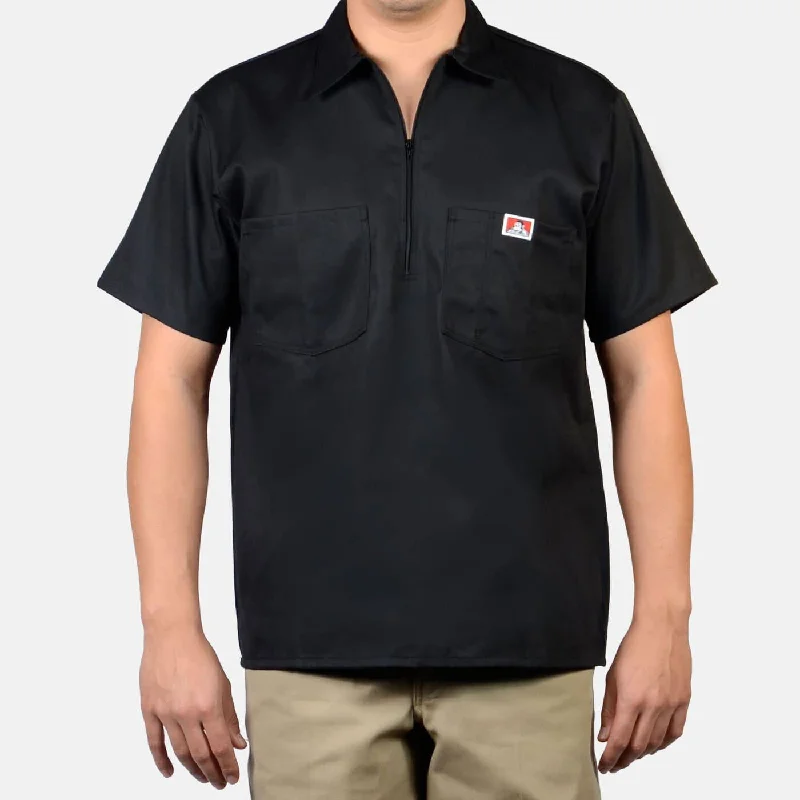 1/2 Zipper Short Sleeve - Black