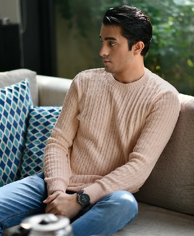 Beige Cable Knit Sweater